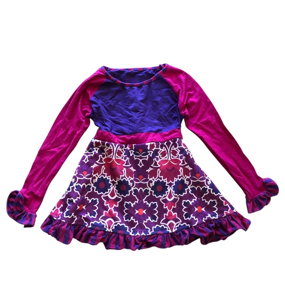 Persnickety Vibrant Pink and Purple Long Sleeve Dress